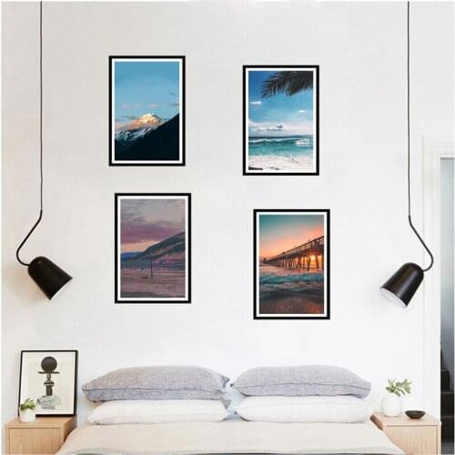 Scenery Painting Picture Wall Art Stickers For Bar Shop Cinema Home Decoration Sea Mountain Bridge Mural Art Diy 3d Wall Decal