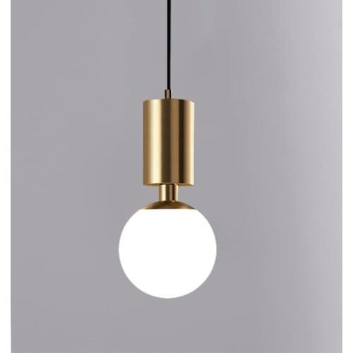 Nordic Bedroom Beside Pendent Lamp Modern Simple Luxury Bar Counter White Glass Ball Pendent Lamp Metal Gold Lighting Fixtures