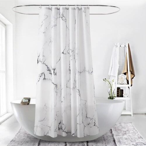 Printed Marble Custom made Hotel Polyester Waterproof Shower Curtain Bathroom curtain