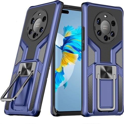 Shockproof Armor Kickstand Phone Case For Huawei Mate 40 Pro 5G P50 P40 Pro Magnetic Metal Car Bracket Lens Protective TPU Cover