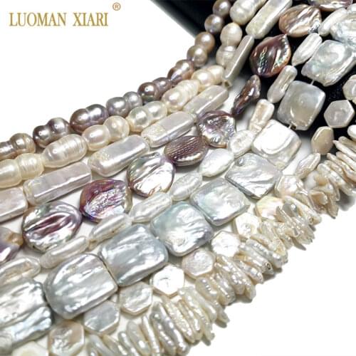 Top AAA Natural Freshwater Button Square Hexagon shape Baroque Pearl Beads For Jewelry Making DIY Bracelet Necklace Earrings