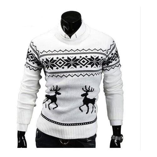 Deer Christmas Sweaters for Man O Neck Casual Pullover Male Sweater Men Jumper Mens Knitwear Sueter Slim Top Winter Sweters