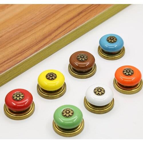 Single-hole Handle Seven Color Ceramic Puller Nordic Minimalist Cabinet Wardrobe Drawer Pull Hand Bedside Table Round Furniture