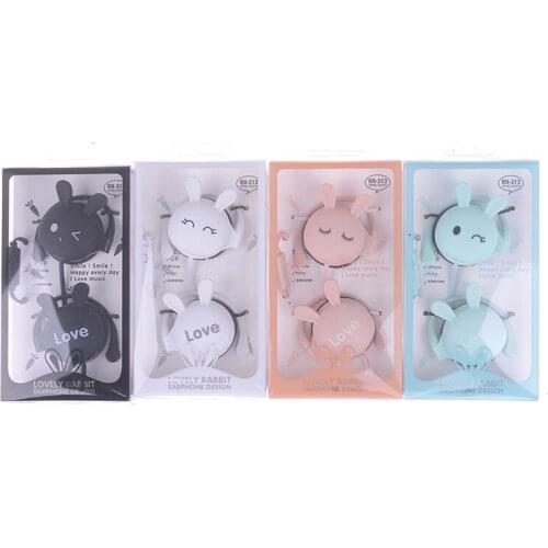 Cartoon Rabbit Ear Hook Wired Earphone Sport Running Stereo Headphones Children Girl Headset For Mobile Phone