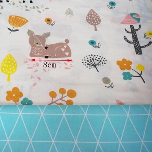 100% cotton twill cloth cartoon dear rabbit cactus Dandelion rhombus fabrics for DIY kids crib bedding clothes handwork tissue