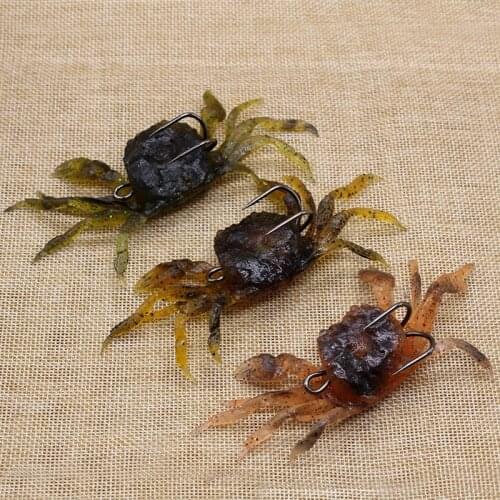 1PC Hot Sale Silicone Road Bait Sea Fishing Bait 3D Simulation Crab Bait with Hook Tackle Metal Spinner Spoon Sea Fishing Lure