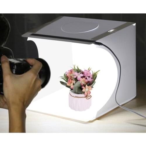 PULUZ 20cm Ring LED Panel Folding Portable Light Photo Lighting Studio Shooting Tent Box Kit with 6 Colors Backdrops Photo Kits