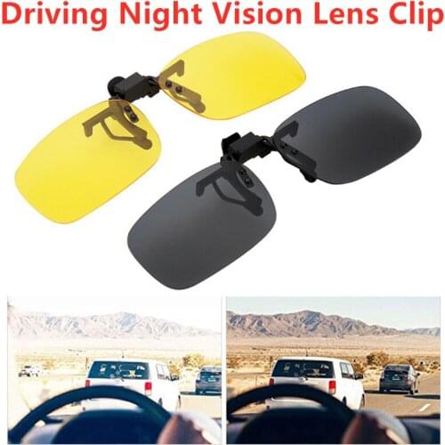 1Pair Fashion Classic Driving Night Vision Lens Clip Car Driver Goggles Anti-UVA UVB Polarized Sunglasses Interior Accessories