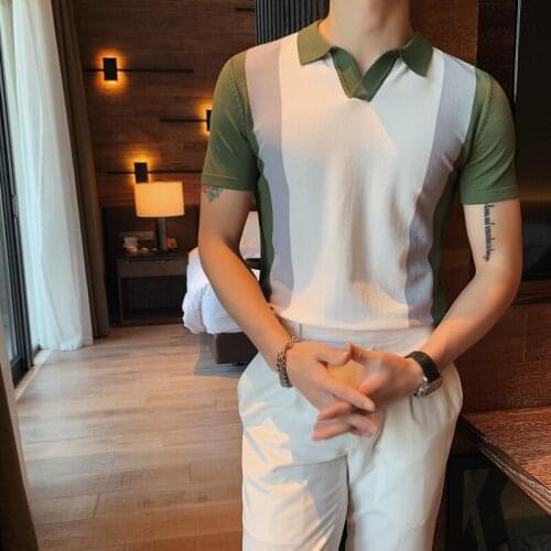 Sunwang Top Grade New Summer Brand Color Splicing Mens Designer Polo Shirts With Short Sleeve Slim Casual Tops Fashions Men Tees