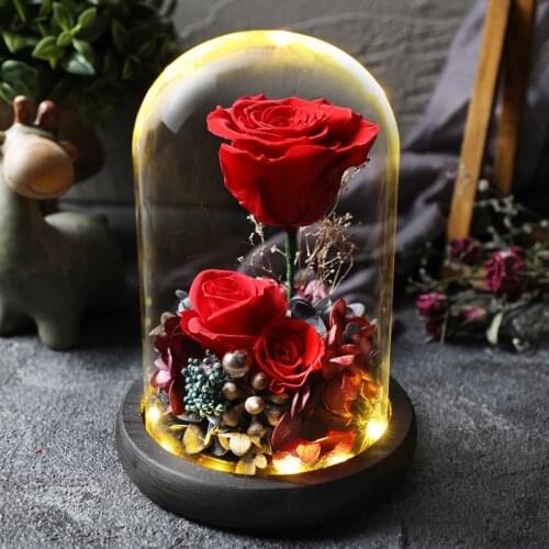 Led Flashing Luminous Floral Fresh Preserved Flowers Wedding Romantic Artificial Rose Flower Decor Valentines Day Gift
