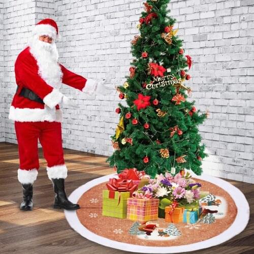 Christmas Tree Skirt Ornament 39 Inch Diameter Christmas Tree Bottom Decoration Non-woven Fabric Stickers Christmas Tree Skirt
