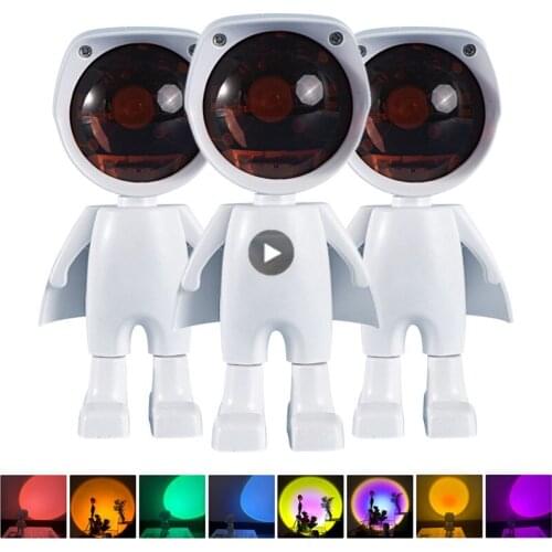 USB Robot Rainbow Sunset Projector Novelty Lighting Led Night Light Home Coffe Background Wall Home Decoration Colorful Lamp
