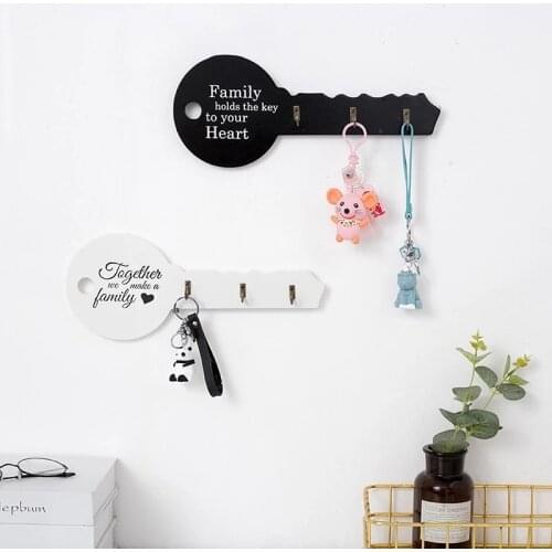 Keys Shape Hook Storage Rack Hanger Decor Room Hanging Gifts Home Entrance Door Retro Wood Key Holder Wall Liveroom Organizer