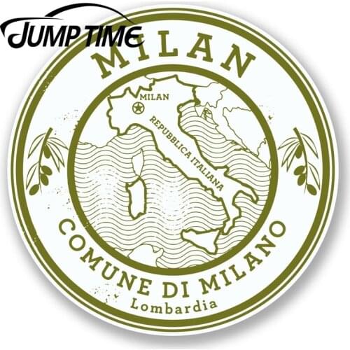 Jump Time Milan Italy Vinyl Sticker Travel Luggage Tag Flag Map Laptop CarWaterproof Car Decal Trunk Car Accessories