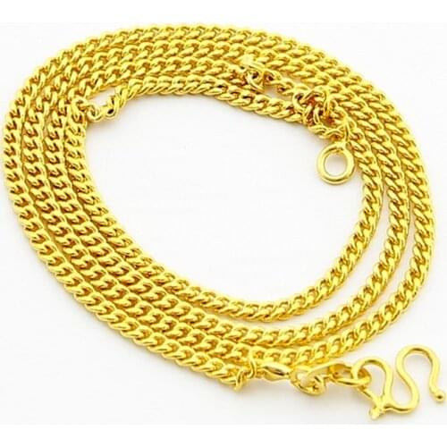 Top Quality, Wholesale Fashion womens Jewelry, 24K gold GP 2mm chain Necklace 45cm, Popular GOLD COLOR womens Chains Necklace