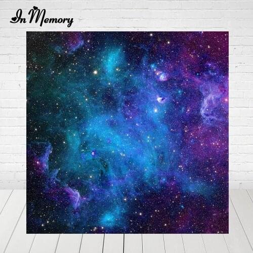 InMemory Space Glitter Little Stars Night Backdrop For Photo Studio Black Blue Purple Tone Bokeh Custom Backgrounds 10x10ft