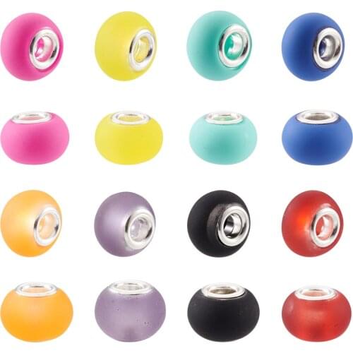 100pcs 15mm Glass European Beads Large Hole Beads Mixed Color Rondelle for Jewelry Making DIY Bracelet Necklace