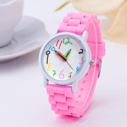 2019 Fashion Children Kids Arabic Numerals Pencil Analog Display Quartz Wrist Watch Kids Children relogio Feminino Trendy watch