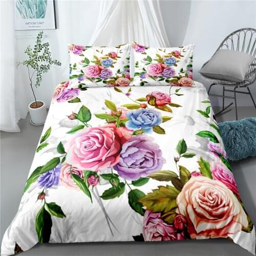 2020 new romantic rose series bedding set flowers rose printing luxury twin Full Queen King Double Sizes Pillowcase Bedclothes