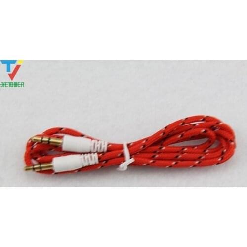 300pcs/lot Wholesales Braided Woven AUX 3.5mm Audio Car Extention Cable wire Auxiliary Stereo Jack Male1m 3ft Lead wholesale