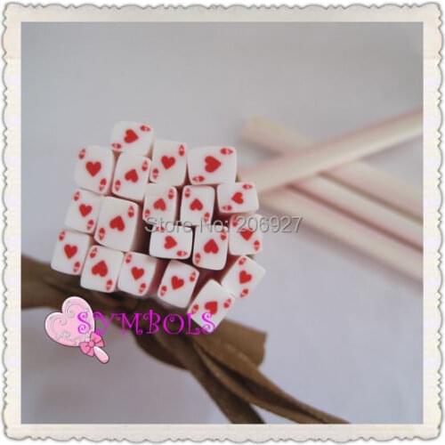 5pcs L-03 5mm Cute The Ace of Hearts Cane Fancy Nail Art Polymer Clay Cane Nail Art Decoration