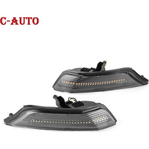 Car LED Front Turn Signal Light with Water Flashing White DRL and yellow turn light with Flowing For Ford Mustang 2015 2016 2017