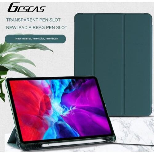 GESCAS PU Leather Case For Ios Pad 2018 2020 Mini 4 5 Pro Air 11 9.7 10.2 10.5 With Pencil Holder Shookproof TPU Case