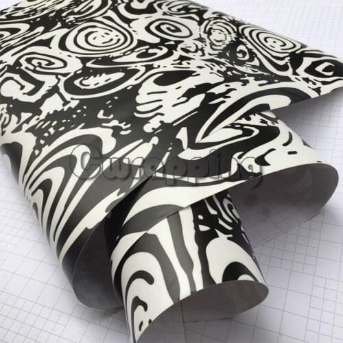 Black White Circle Camouflage Motorcycle Scooter Wrap With Air Bubble Drain Adhesive PVC Matte Camo Film Wrapping Stickers