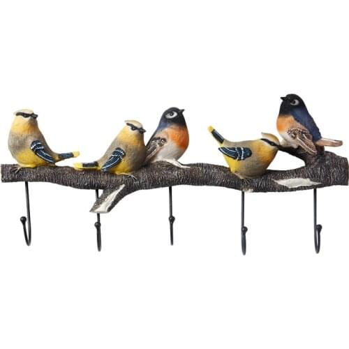 American Resin Bird Decorative Coat Hook Ornaments Door Wall Hanger Hat Hook Wall Mural Crafts Porch Key Hook Wall Hanging Decor