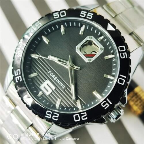 Forsining 2021 Brand Luxury Mens Watches Mechanical Silver Stainless Steel Waterproof Luminous Hand Business Automatic Man Clock