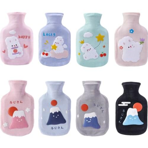 Hot Cute PVC Stress Pain Relief Therapy Hot Water Bottle Bag with Knitted Soft Cozy Cover Winter Warm Heat Reusable Hand Warmer