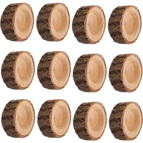 HOT-12Pcs Wooden Candle Holder,Votive Tealight Holder for Wedding Party for Table,Halloween Christmas Party Home Decor