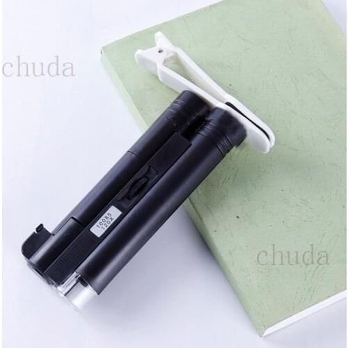 120 Times Led Illuminated Adjustable Zoom Pocket Microscope 120X Magnifier for Jewelry Identification with Mobile Phone Adapter