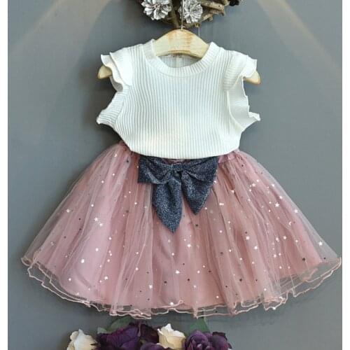 Girls' Lace Suit Childrens Wear White Lace Top Yellow Short Skirt 2 Pcs Set Fashion Kids Clothes Boutique Clothing INS Fashion