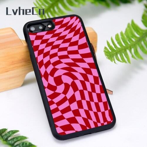 LvheCn Silicone Rubber Phone Case Cover for iPhone 6 6S 7 8 Plus X XS XR 11 12 Mini Pro Max Crazy Checkers