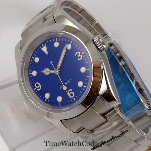 39mm/36mm Automatic Mens Watch Genuine NH35A Movement Blue Dial Sapphire Glass Oyster Bracelet Luminous Fix Bezel Glide Lock
