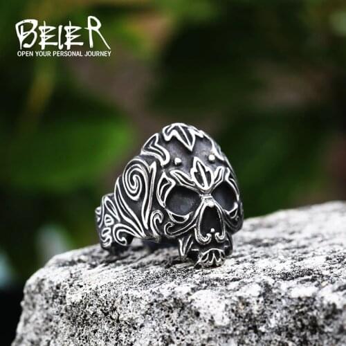 Gothic Skull Pendants for Men Stainless Steel Skeleton Punk Male Jewels BR8-721