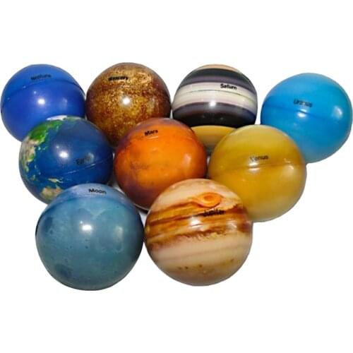 6.3cm Earth Globe Ball Eight Planets Moon Star Ball Color Printing Rubber Bouncy Sponge Elastic Squishy Toy Gift