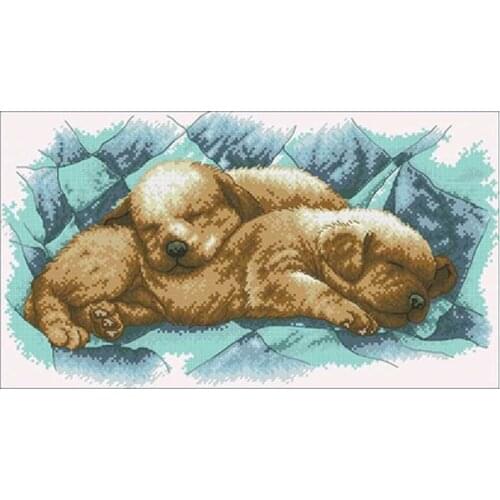 Sleeping dogs on the quilt Counted Cross Stitch 11CT 14CT 18CT DIY Chinese Cross Stitch Kits Embroidery Needlework Sets