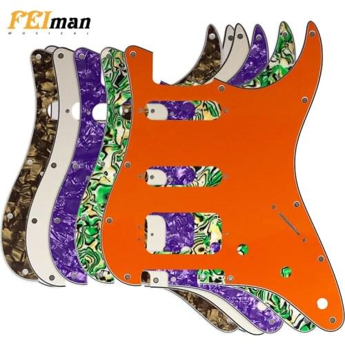 Pleroo Guitar pickguards suit for 11 Screw Hole USA and Mexican Stratocaster Deluxe Humbucker HSS Guitar Scratch Plate free ship