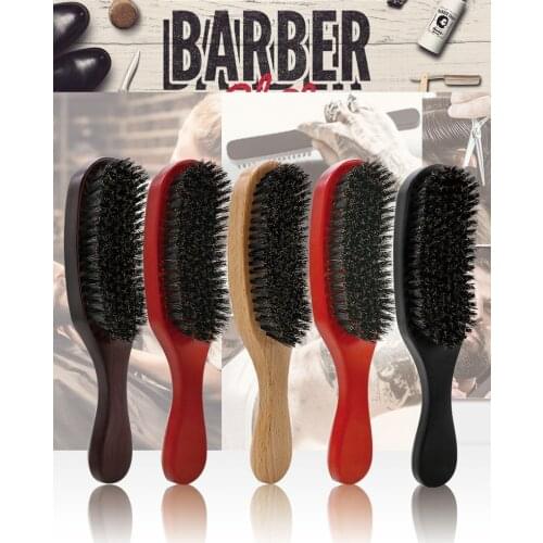 2019 New Pig Bristle Wave Brush Brush Hair Comb Solid Wood Hair Beard Comb Health Large Curved Comb