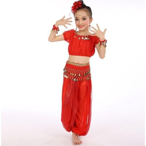 2016 New arrivals sexy Indian women dance wear belly dance costume set for kids on sale