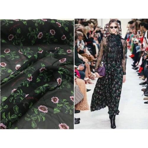 New High-Grade Silk Georgette Fabric European and American Brand Floral Digital Printing Clothing Dress Cloth