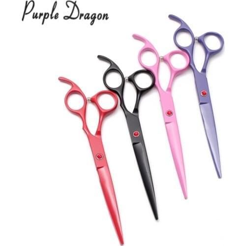 7INCH 19.5cm Purple Dragon Stainless Cats Clippers Dogs Grooming Scissors Straight Cutting Shears Professional Pets Shears Z4102