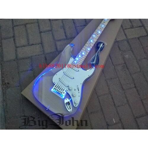Single Wave Electric Guitar,Acrylic Body&Maple Fingerboard With Led Light Chrome Hardware BJ-416