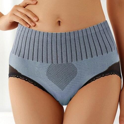 Solid Underwear Womens High Waist Buttock Lift Abdominal Underwear Lady Mid Waist Shaping Cotton Honeycomb Warm Uterus Briefs
