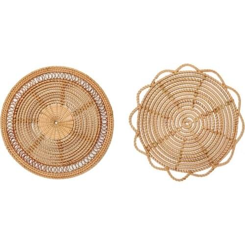 Handmade Hanging Wall Basket Decor Boho Woven Rattan Hanging Decorative Trays Bowl for Home Living Room Kitchen