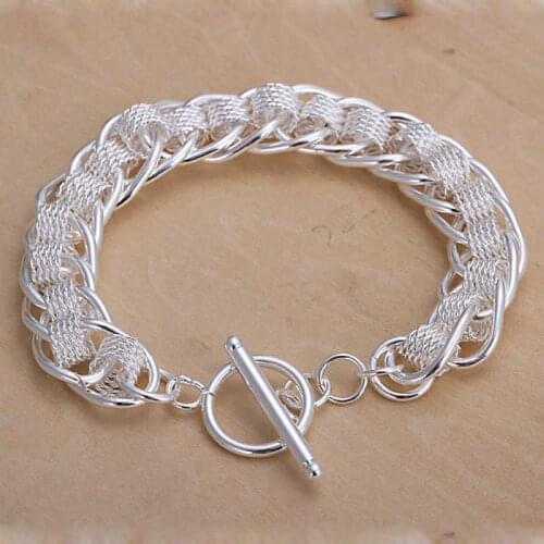 Silver plated bracelets for women Twisted Thick chain wedding jewelry for gift for wife Factory Price Silvery white