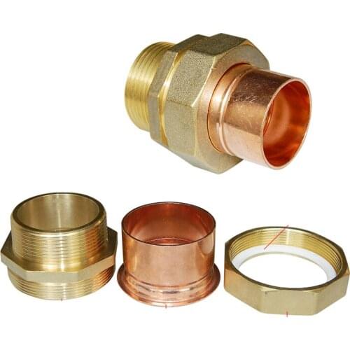 Refrigeration accessories union joint brass male thread and red copper pipe TP2 TP union joint connector