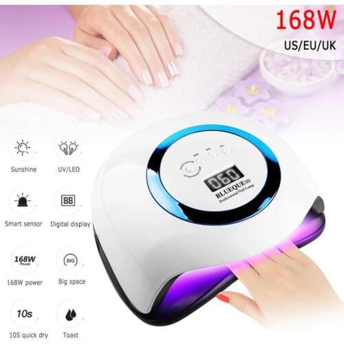 Professional 168W Nail Lamp Quick-drying Induction UV Cross-border Led Nail Polish Glue Baking Lamp Hot Sale Convenient